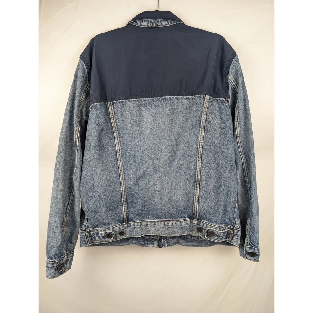 Levis Mens Full Zip Trucker Denim Jacket Blue Sz L Western Mixed Media Workwear - Picture 9 of 10